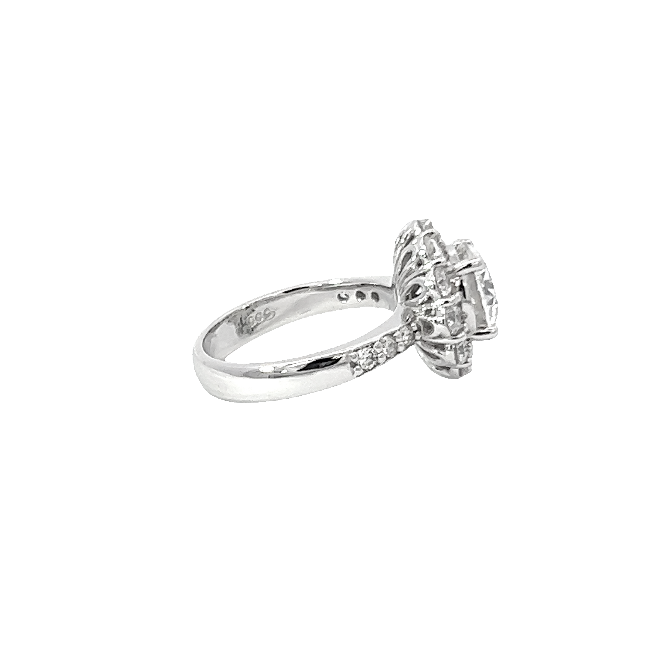 14K White Gold Round Diamond Cut Engagement Ring (6.30 g) 14K White Gold Round Diamond Cut Engagement Ring (6.30 g)