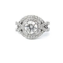 14K White Gold Round Diamond Cut Engagement Ring 14K White Gold Round Diamond Cut Engagement Ring