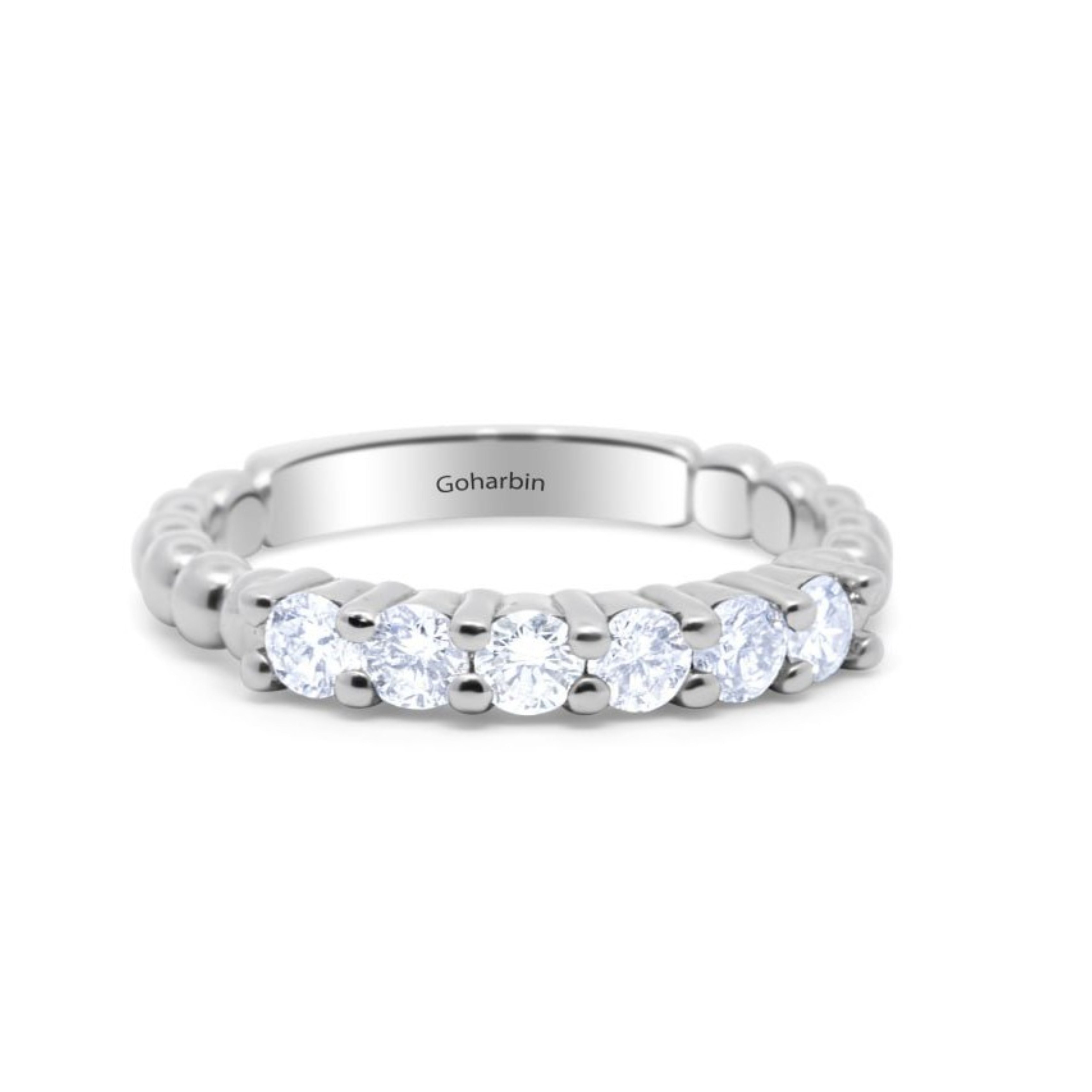 14K White Gold Round Diamond Half-Eternity Band (1.00 ct) 14K White Gold Round Diamond Half-Eternity Band (1.00 ct)