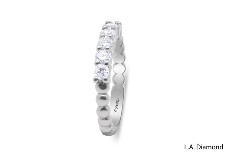 14K White Gold Round Diamond Half-Eternity Band (1.00 ct) 14K White Gold Round Diamond Half-Eternity Band (1.00 ct)