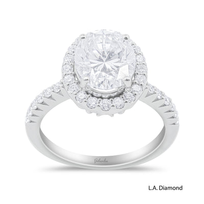 14K White Gold Round Diamond Halo Engagement Ring (3.24 ct)