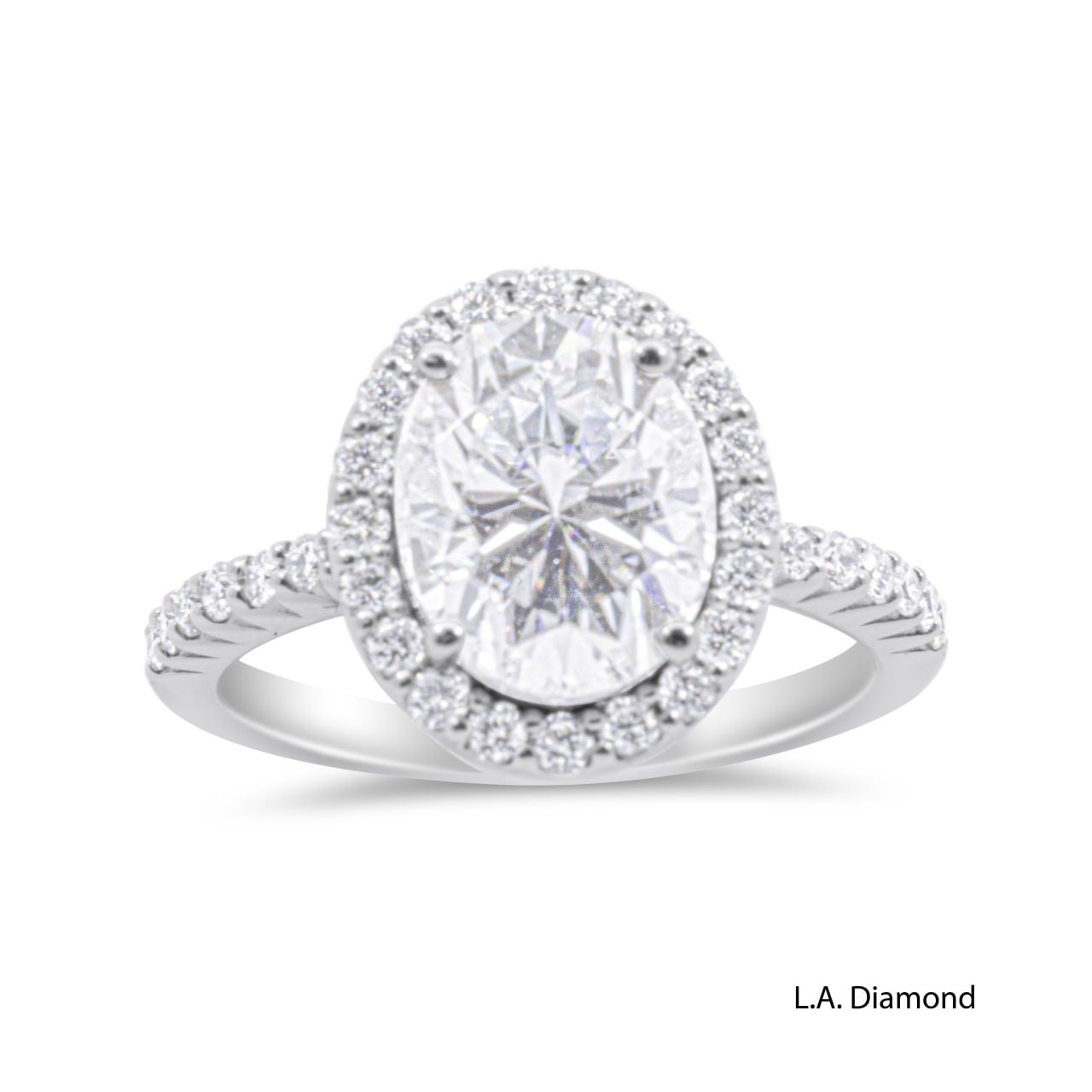 14K White Gold Round Diamond Halo Engagement Ring (3.24 ct) 14K White Gold Round Diamond Halo Engagement Ring (3.24 ct)