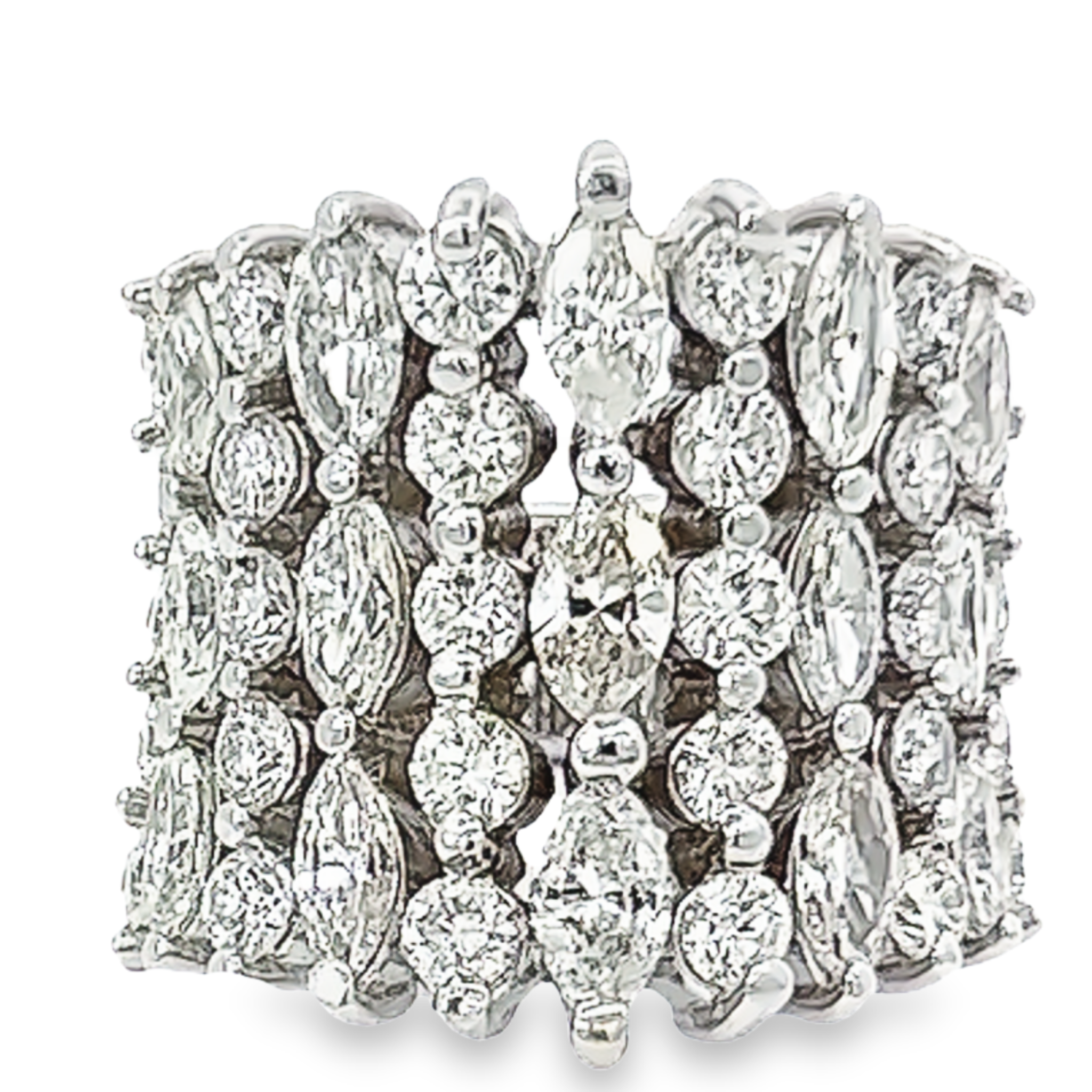14K White Gold Round & Oval Diamond Multi-Layer Wedding Band (3.15 ct) 14K White Gold Round & Oval Diamond Multi-Layer Wedding Band (3.15 ct)
