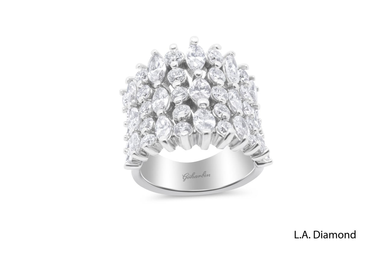 14K White Gold Round & Oval Diamond Multi-Layer Wedding Band (3.15 ct) 14K White Gold Round & Oval Diamond Multi-Layer Wedding Band (3.15 ct)