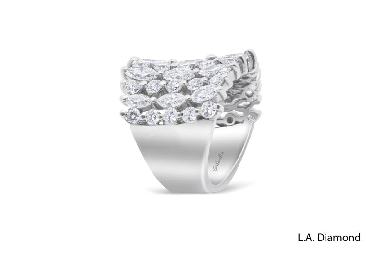 14K White Gold Round & Oval Diamond Multi-Layer Wedding Band (3.15 ct) 14K White Gold Round & Oval Diamond Multi-Layer Wedding Band (3.15 ct)