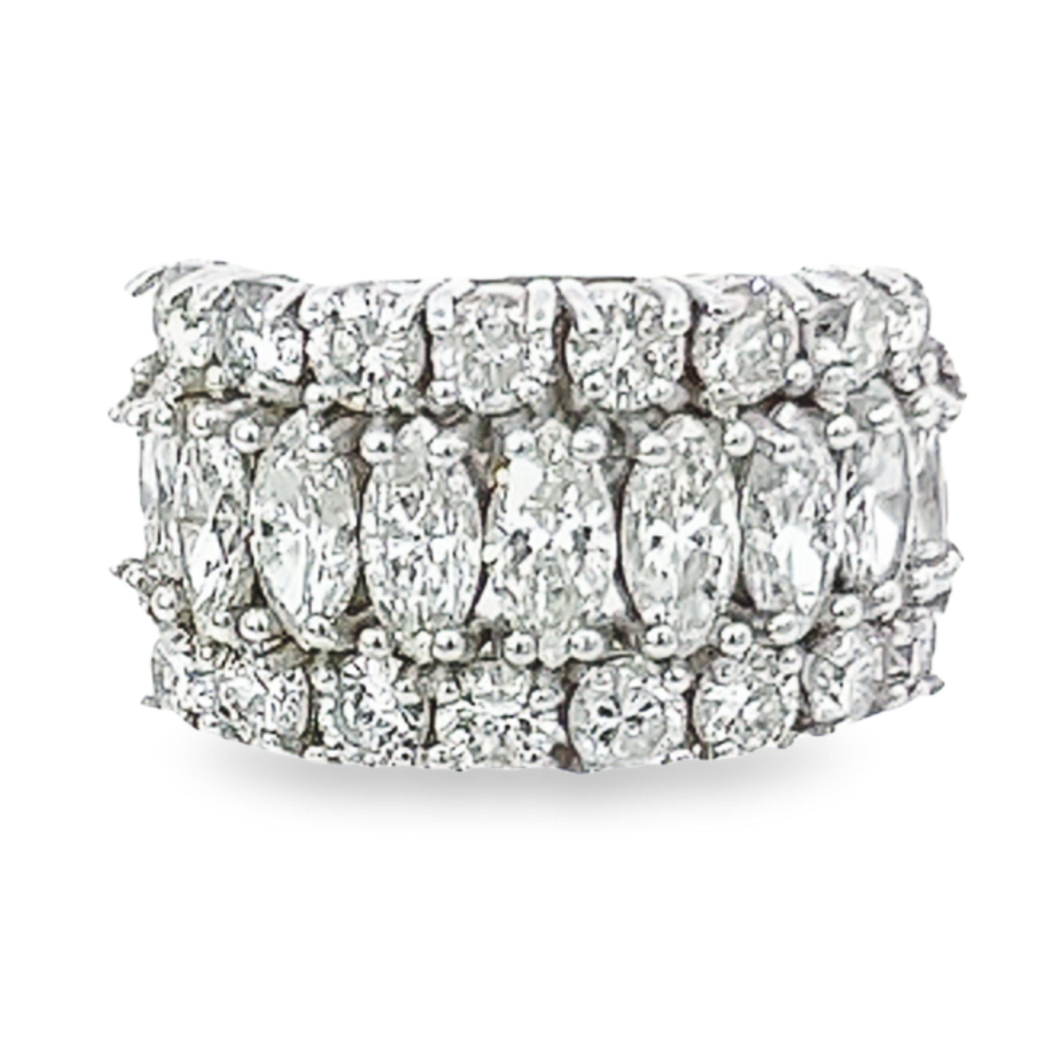 14K White Gold Round & Oval Diamond Wedding Band (3.20 ct) 14K White Gold Round & Oval Diamond Wedding Band (3.20 ct)