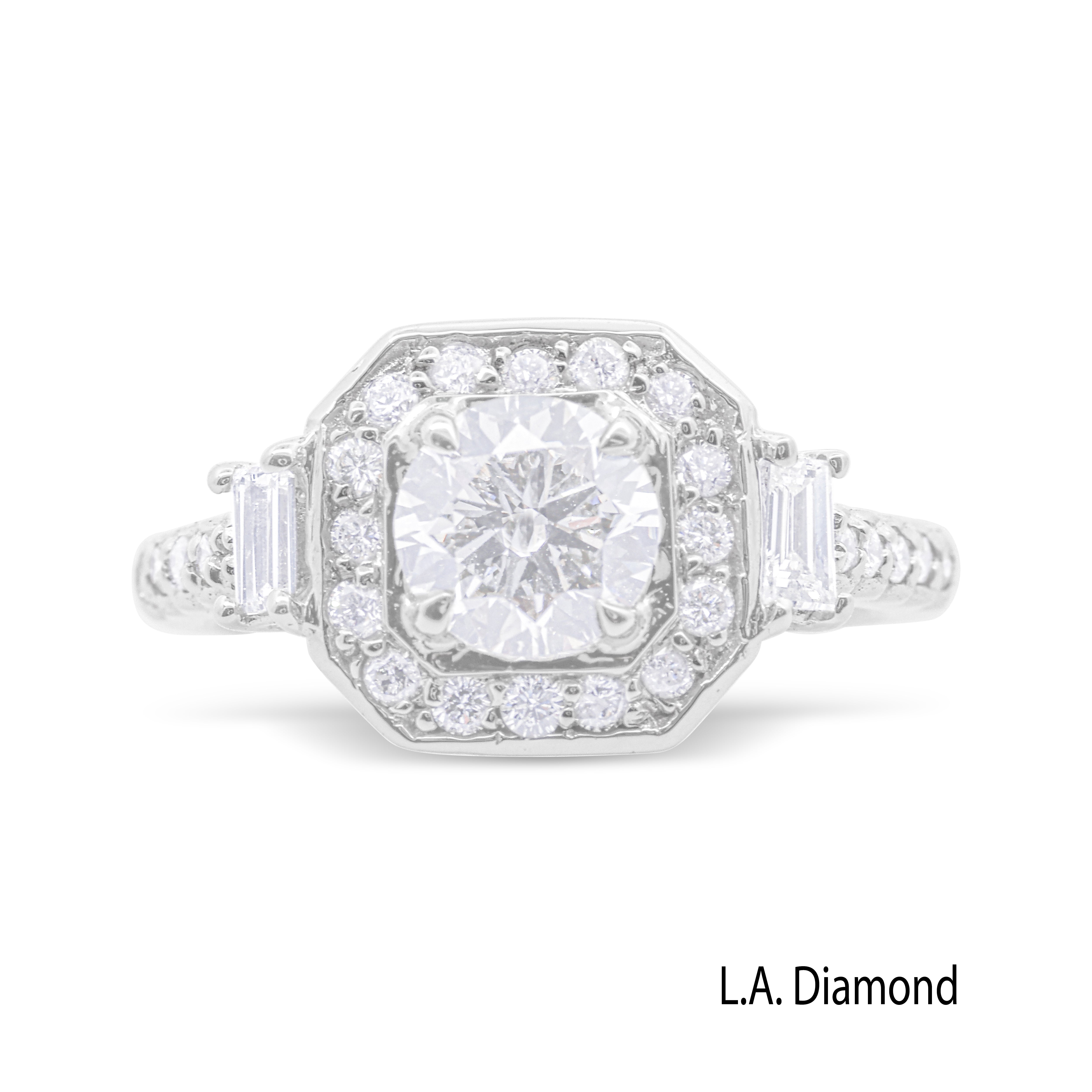 14K White Gold Round & Radiant Cut Diamond Engagement Ring (1.98 ct) 14K White Gold Round & Radiant Cut Diamond Engagement Ring (1.98 ct)