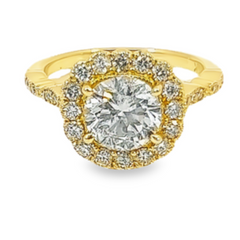 14K Yellow Gold Diamond Round Cut Halo Engagement Ring – 1.60ct 14K Yellow Gold Diamond Round Cut Halo Engagement Ring – 1.60ct