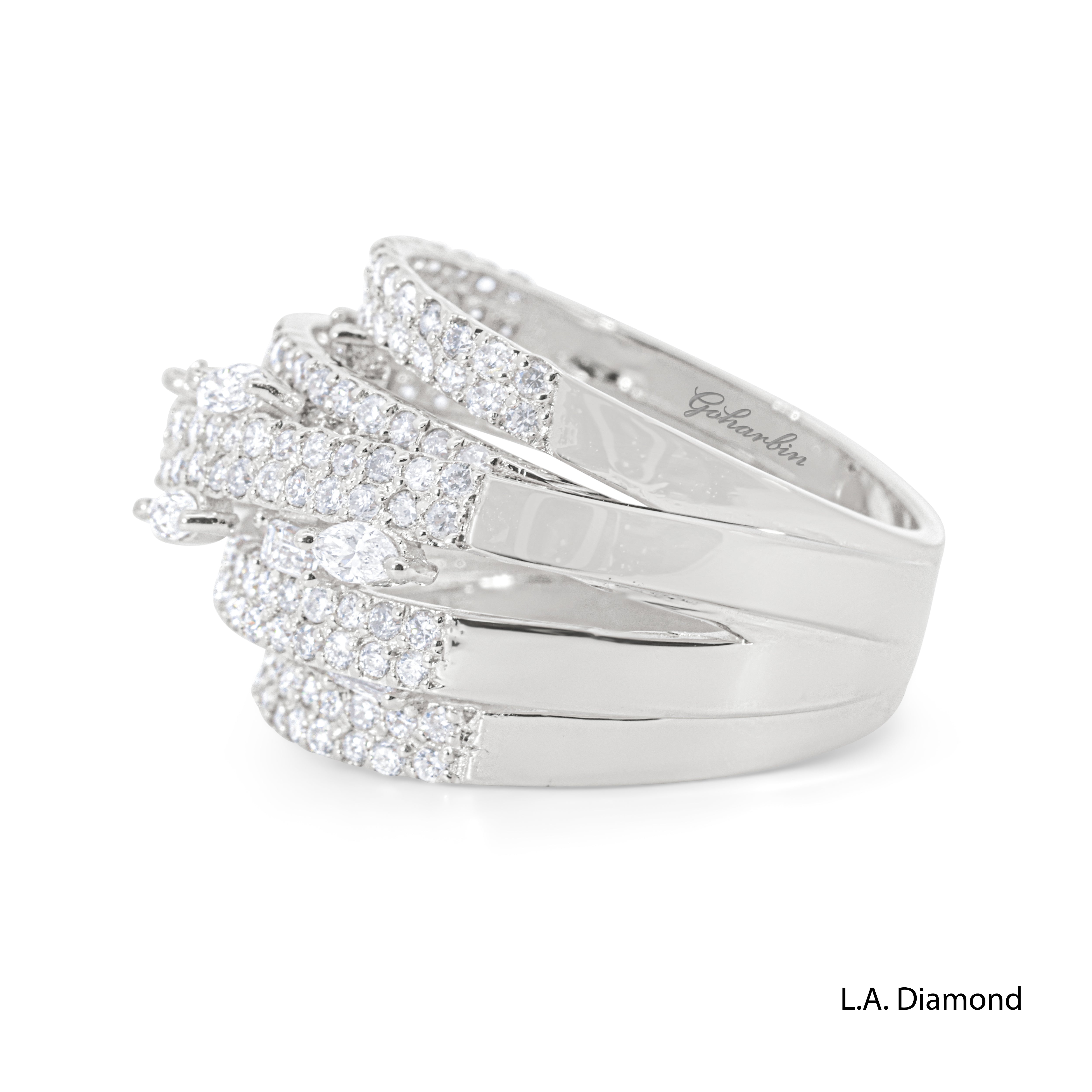 14K Yellow Gold Multi-Cut Cross-Over Diamond Ring (2.15 ct) 14K Yellow Gold Multi-Cut Cross-Over Diamond Ring (2.15 ct)
