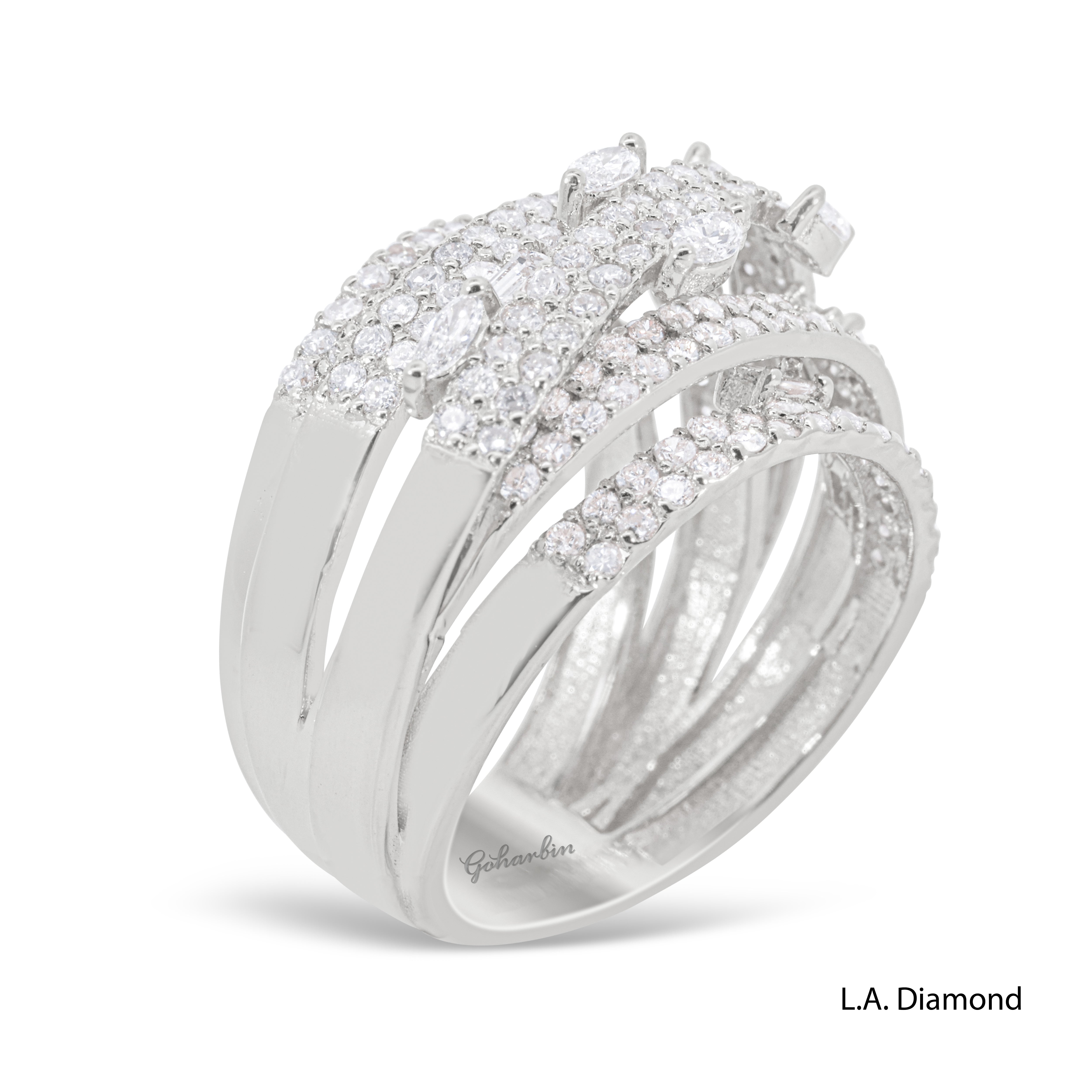 14K Yellow Gold Multi-Cut Cross-Over Diamond Ring (2.15 ct) 14K Yellow Gold Multi-Cut Cross-Over Diamond Ring (2.15 ct)