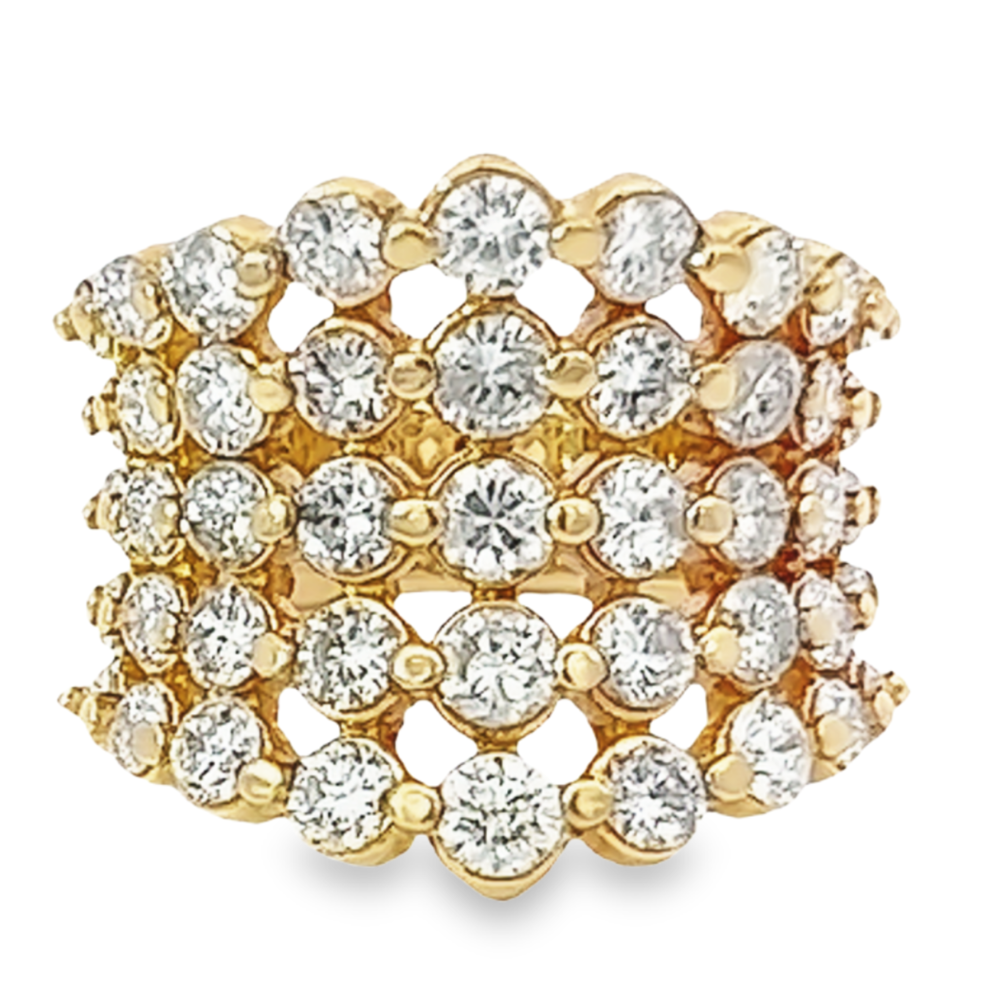 14K Yellow Gold Multi-Layer Round Diamond Wedding Band (5.49 ct) 14K Yellow Gold Multi-Layer Round Diamond Wedding Band (5.49 ct)