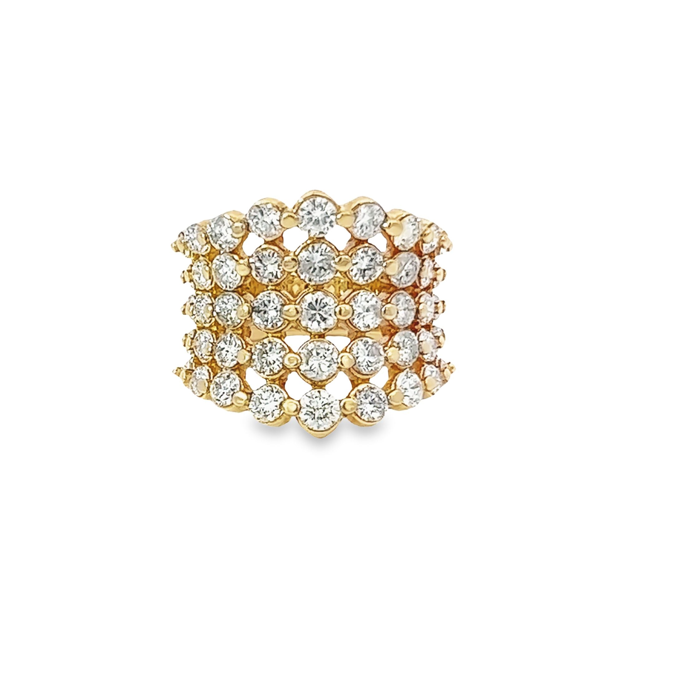 14K Yellow Gold Multi-Layer Round Diamond Wedding Band (5.49 ct) 14K Yellow Gold Multi-Layer Round Diamond Wedding Band (5.49 ct)