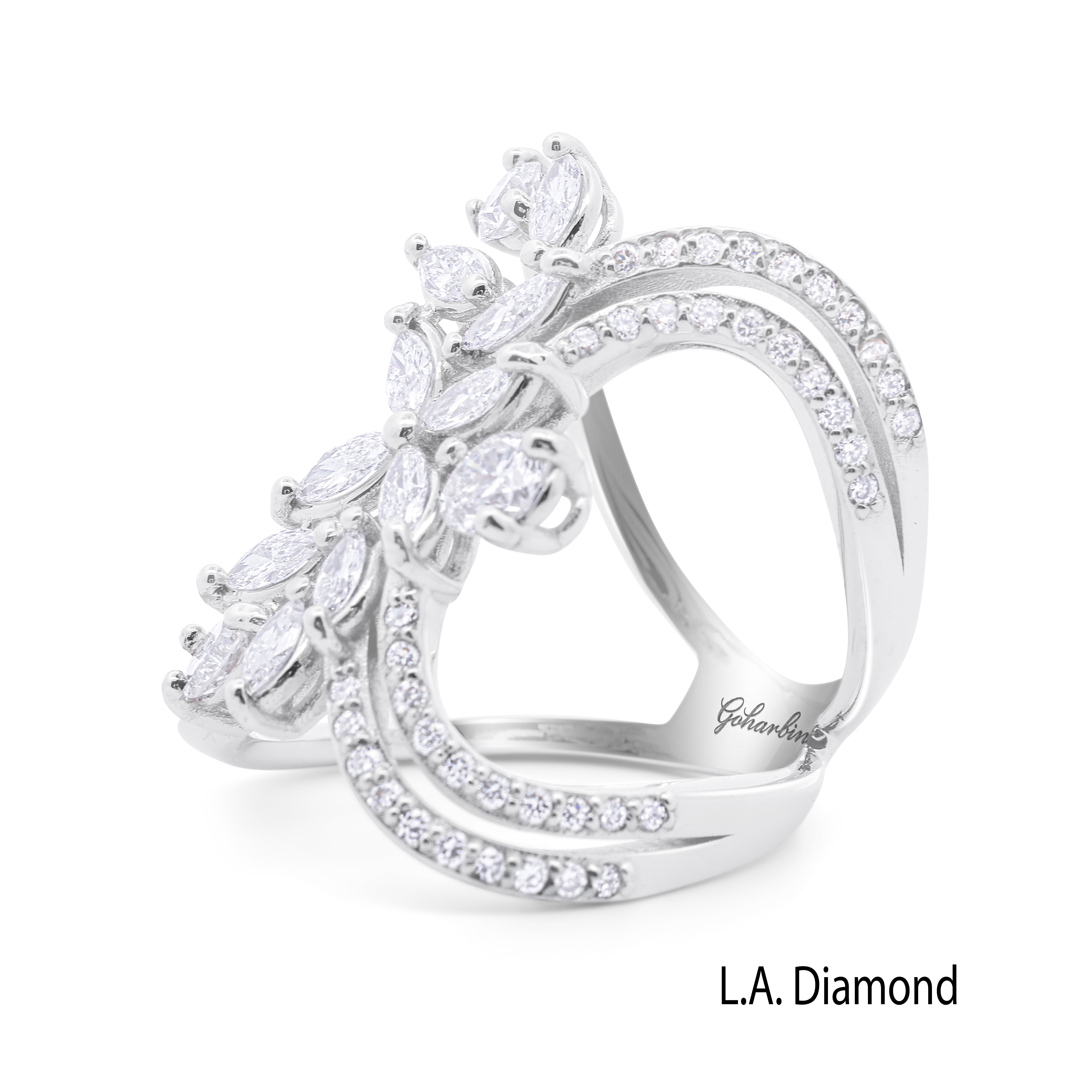 18K White Gold Double Loop Diamond Pavé Ring (2.50 ct) 18K White Gold Double Loop Diamond Pavé Ring (2.50 ct)