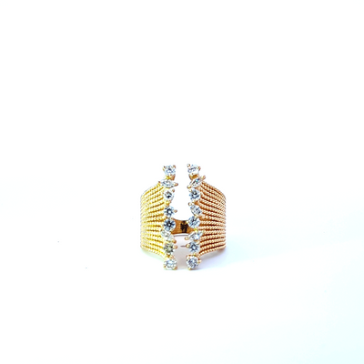 18K Yellow Gold Marquise & Round Diamond Ring (0.75 ct)
