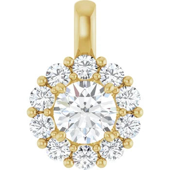 1CTW Halo Round Diamond Pendant Set in 14K White Gold 1CTW Halo Round Diamond Pendant Set in 14K White Gold