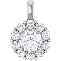 1CTW Halo Round Diamond Pendant Set in 14K White Gold 1CTW Halo Round Diamond Pendant Set in 14K White Gold