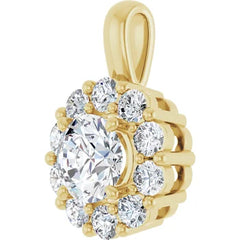 1CTW Halo Round Diamond Pendant Set in 14K White Gold 1CTW Halo Round Diamond Pendant Set in 14K White Gold