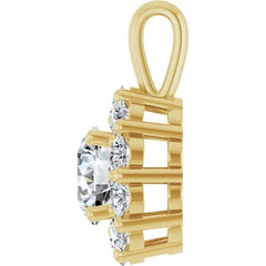 1CTW Halo Round Diamond Pendant Set in 14K White Gold 1CTW Halo Round Diamond Pendant Set in 14K White Gold