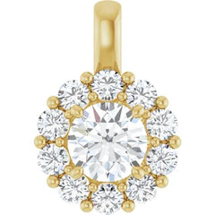 1CTW Halo Round Diamond Pendant Set in 14K White Gold 1CTW Halo Round Diamond Pendant Set in 14K White Gold
