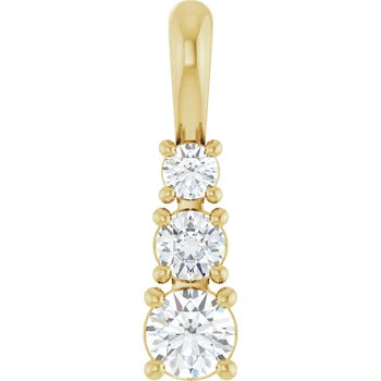 1/2 Carat Round Graduated Three Stone Diamond Pendant in 14K Gold 1/2 Carat Round Graduated Three Stone Diamond Pendant in 14K Gold