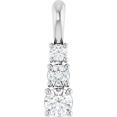 1/2 Carat Round Graduated Three Stone Diamond Pendant in 14K Gold 1/2 Carat Round Graduated Three Stone Diamond Pendant in 14K Gold
