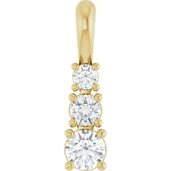 1/2 Carat Round Graduated Three Stone Diamond Pendant in 14K Gold 1/2 Carat Round Graduated Three Stone Diamond Pendant in 14K Gold