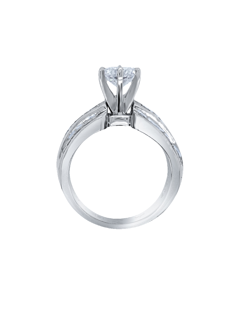 18k White Gold Diamond Bezel Corner Princess Round Cut Engagement Ring 1.40c - LA DIAMOND 18k White Gold Diamond Bezel Corner Princess Round Cut Engagement Ring 1.40c - LA DIAMOND