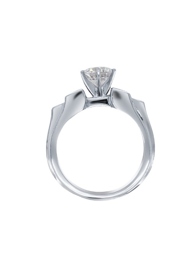 18k White Gold Diamond Bezel Corner and Round Cut Engagement Ring .75c - LA DIAMOND 18k White Gold Diamond Bezel Corner and Round Cut Engagement Ring .75c - LA DIAMOND