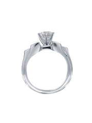 18k White Gold Diamond Bezel Corner and Round Cut Engagement Ring .75c - LA DIAMOND 18k White Gold Diamond Bezel Corner and Round Cut Engagement Ring .75c - LA DIAMOND