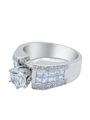 18k White Gold Diamond Bezel Corner Princess and Round Cut Engagement Ring 2.23c - LA DIAMOND 18k White Gold Diamond Bezel Corner Princess and Round Cut Engagement Ring 2.23c - LA DIAMOND