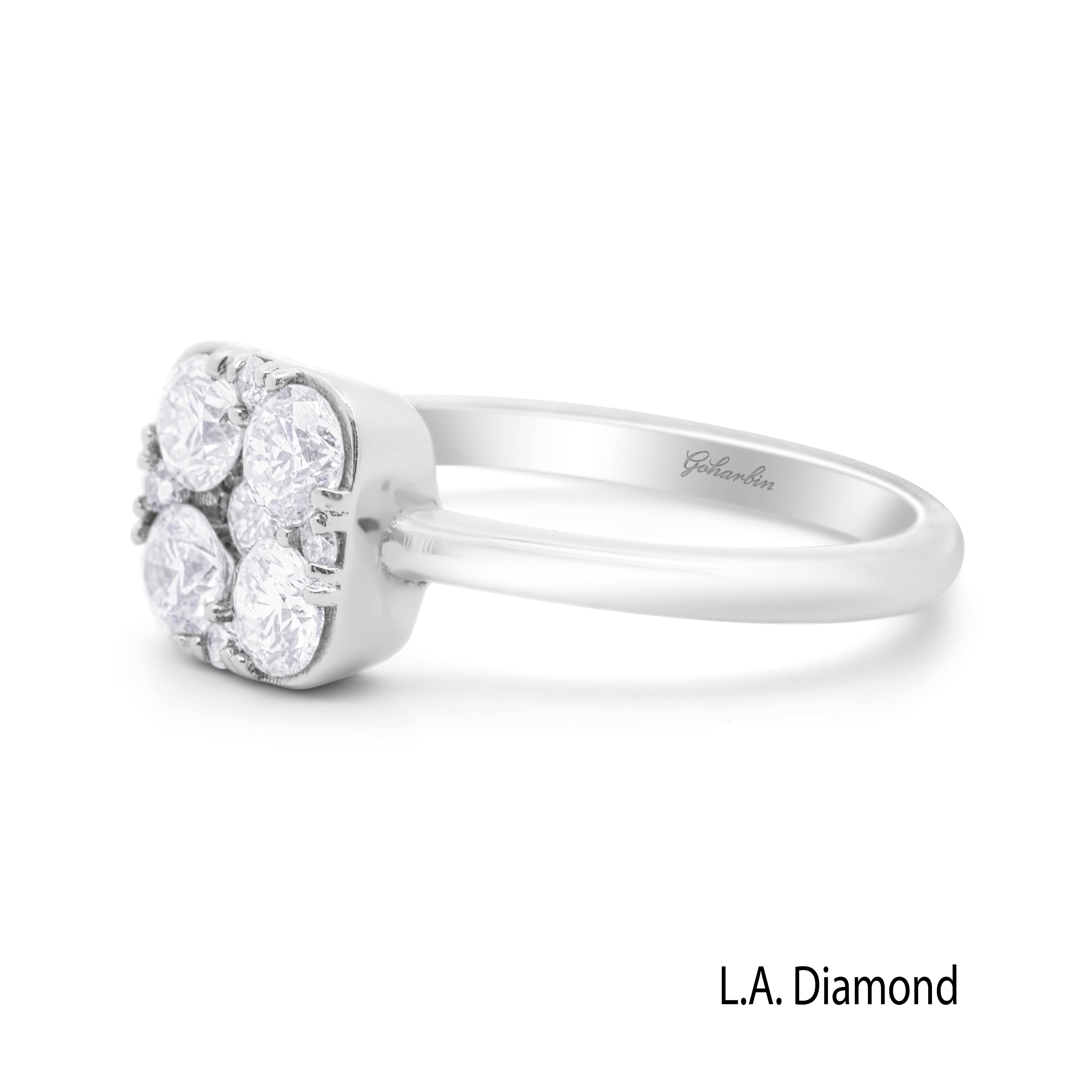 14k White Gold Flower Diamond Cluster Round Cut Engagement Ring 1.20ct - LA DIAMOND 14k White Gold Flower Diamond Cluster Round Cut Engagement Ring 1.20ct - LA DIAMOND