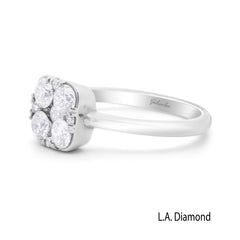 14k White Gold Flower Diamond Cluster Round Cut Engagement Ring 1.20ct - LA DIAMOND 14k White Gold Flower Diamond Cluster Round Cut Engagement Ring 1.20ct - LA DIAMOND