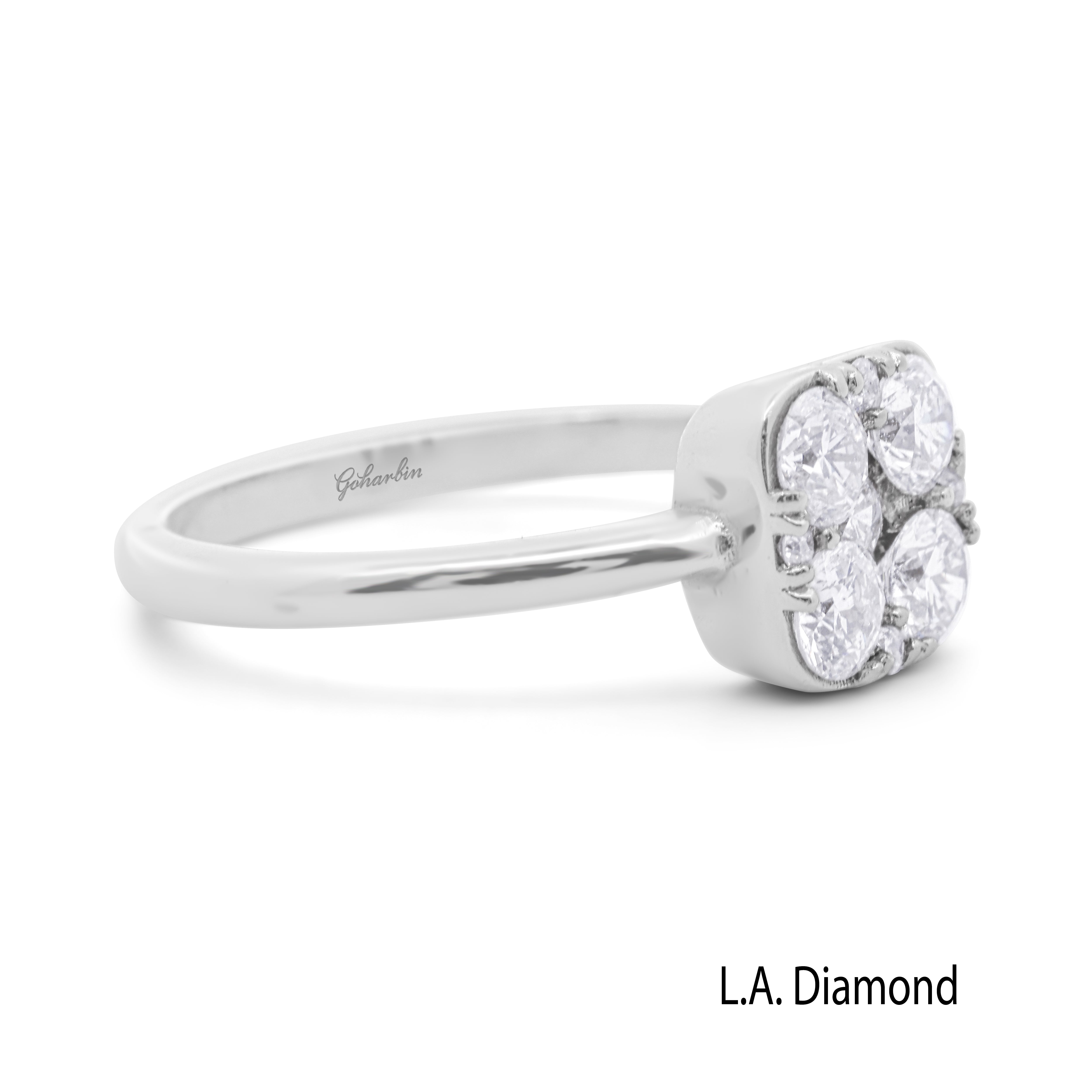 14k White Gold Flower Diamond Cluster Round Cut Engagement Ring 1.20ct - LA DIAMOND 14k White Gold Flower Diamond Cluster Round Cut Engagement Ring 1.20ct - LA DIAMOND