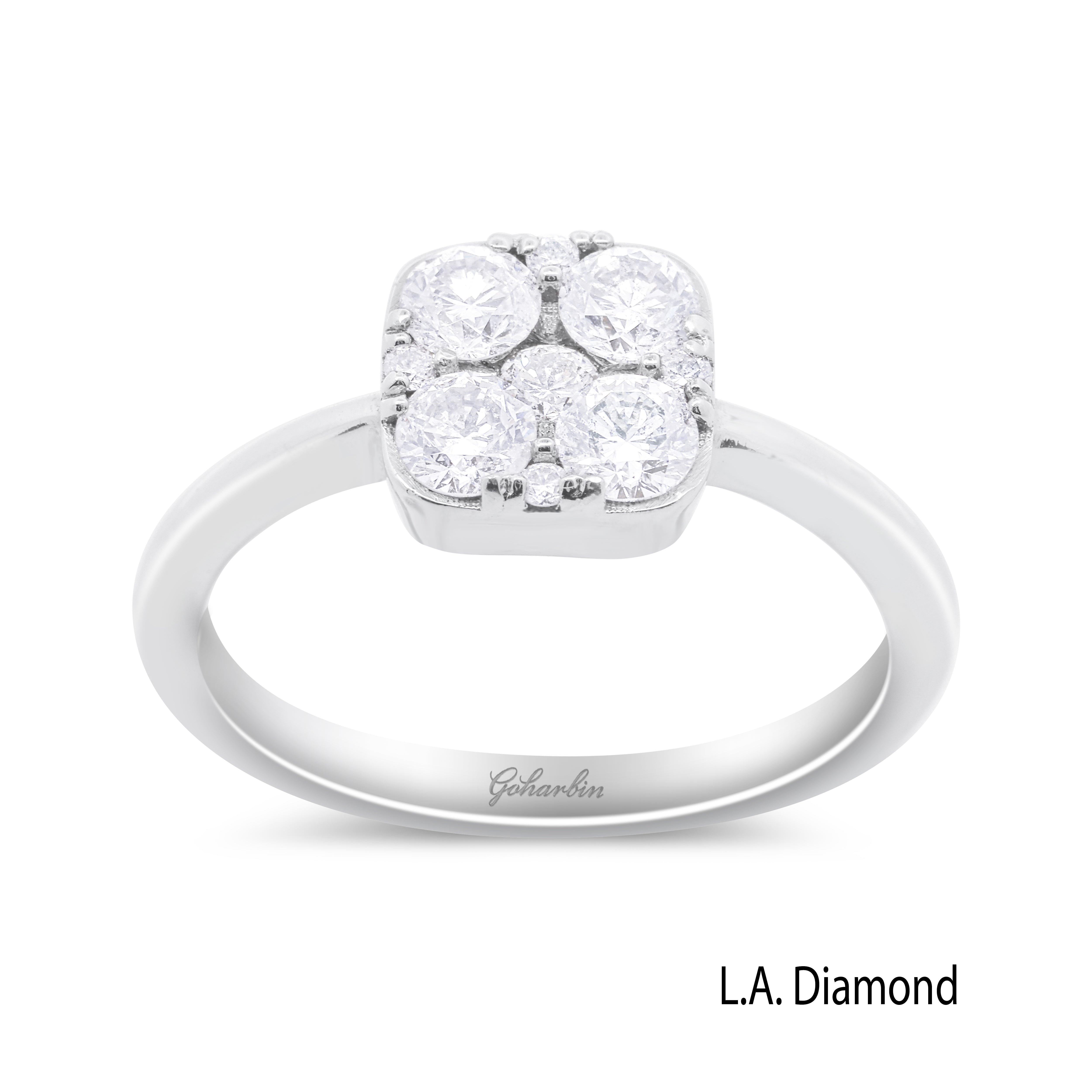 14k White Gold Flower Diamond Cluster Round Cut Engagement Ring 1.20ct - LA DIAMOND 14k White Gold Flower Diamond Cluster Round Cut Engagement Ring 1.20ct - LA DIAMOND