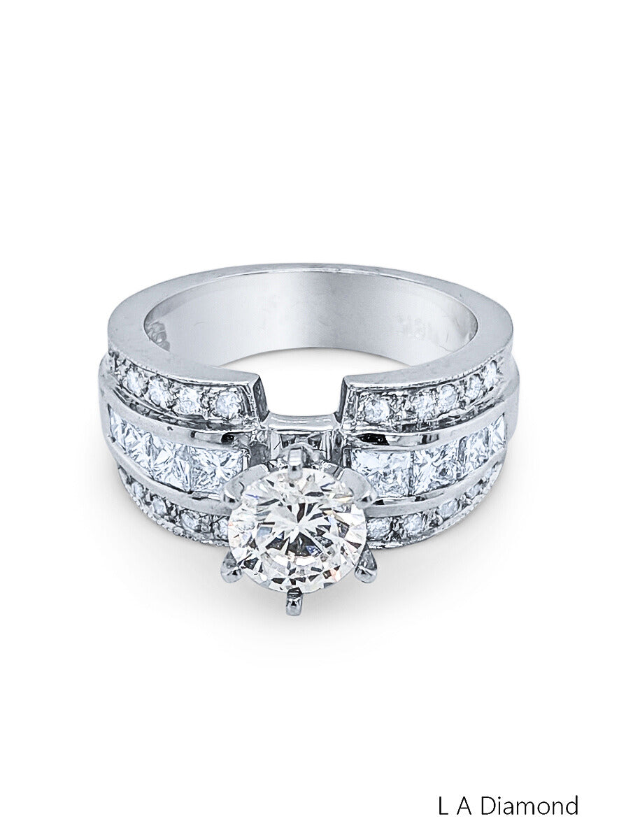 14k White Gold Diamond Multi Layered Round Cut Engagement Ring 1.20c - LA DIAMOND 14k White Gold Diamond Multi Layered Round Cut Engagement Ring 1.20c - LA DIAMOND