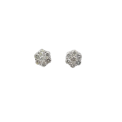 14k White Gold Diamond Round Cut Stud Earring