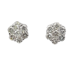 14k White Gold Diamond Round Cut Stud Earring