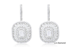 14k Two Tone Diamond Earring With Emerald 3.10c