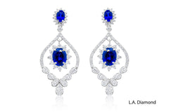 Diamond and Sapphire Chandelier Earrings  in 14K White Gold