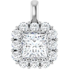 Elegant 1CTW Princess Cut Diamond Halo Pendant in 14K Gold Elegant 1CTW Princess Cut Diamond Halo Pendant in 14K Gold