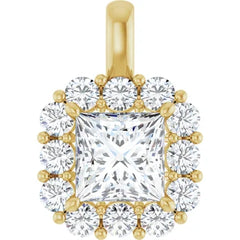 Elegant 1CTW Princess Cut Diamond Halo Pendant in 14K Gold Elegant 1CTW Princess Cut Diamond Halo Pendant in 14K Gold