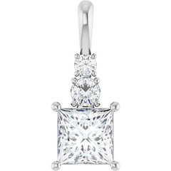 Elegant 1/2 Carat Princess Cut and Round Cut Three-stone Diamond Pendant Set in 14k Gold Elegant 1/2 Carat Princess Cut and Round Cut Three-stone Diamond Pendant Set in 14k Gold