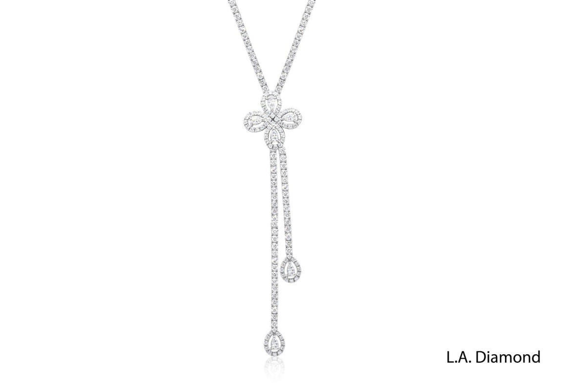 18k White Gold Diamond Drop Necklace