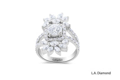 14k White Gold Diamond With Halo Round And Marquise Cut Ring 1.03c