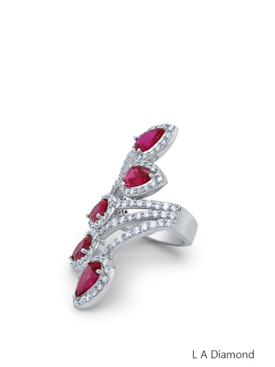 18K Yellow Gold Diamond and Ruby Statement Ring (6.96 ct TGW)