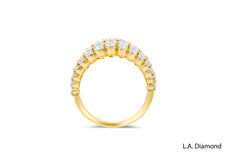14k Yellow Gold Diamond Round Cut Multi Layer Wedding Band 5.25c