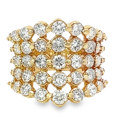 14k Yellow Gold Diamond Round Cut Multi-Layer Wedding Band 5.49c
