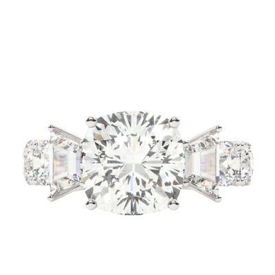 18K White Gold Cushion Cut Diamond Engagement Ring (5.02 ct)