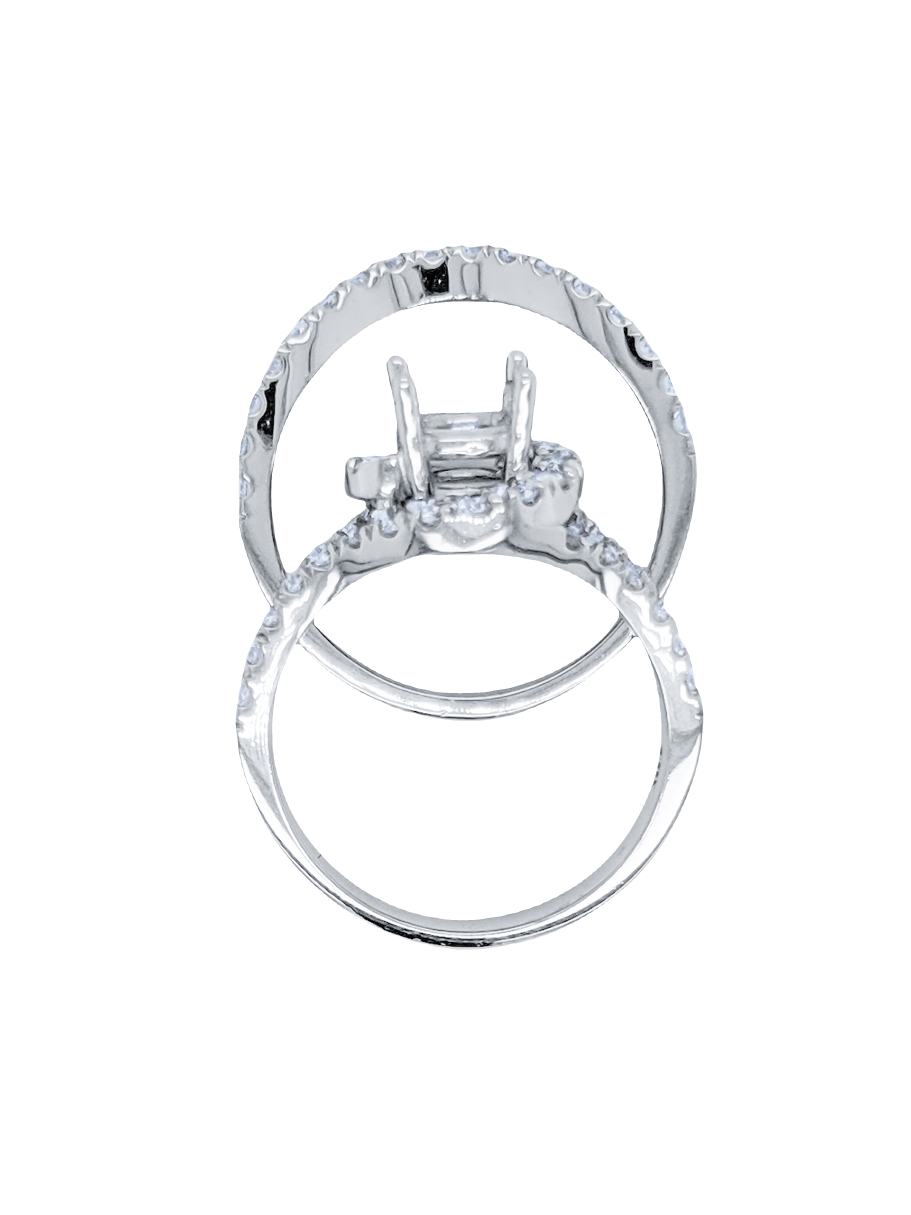 14k White Gold Diamond Round Cut Semi Mount Engagement Ring Set .85c - LA DIAMOND 14k White Gold Diamond Round Cut Semi Mount Engagement Ring Set .85c - LA DIAMOND