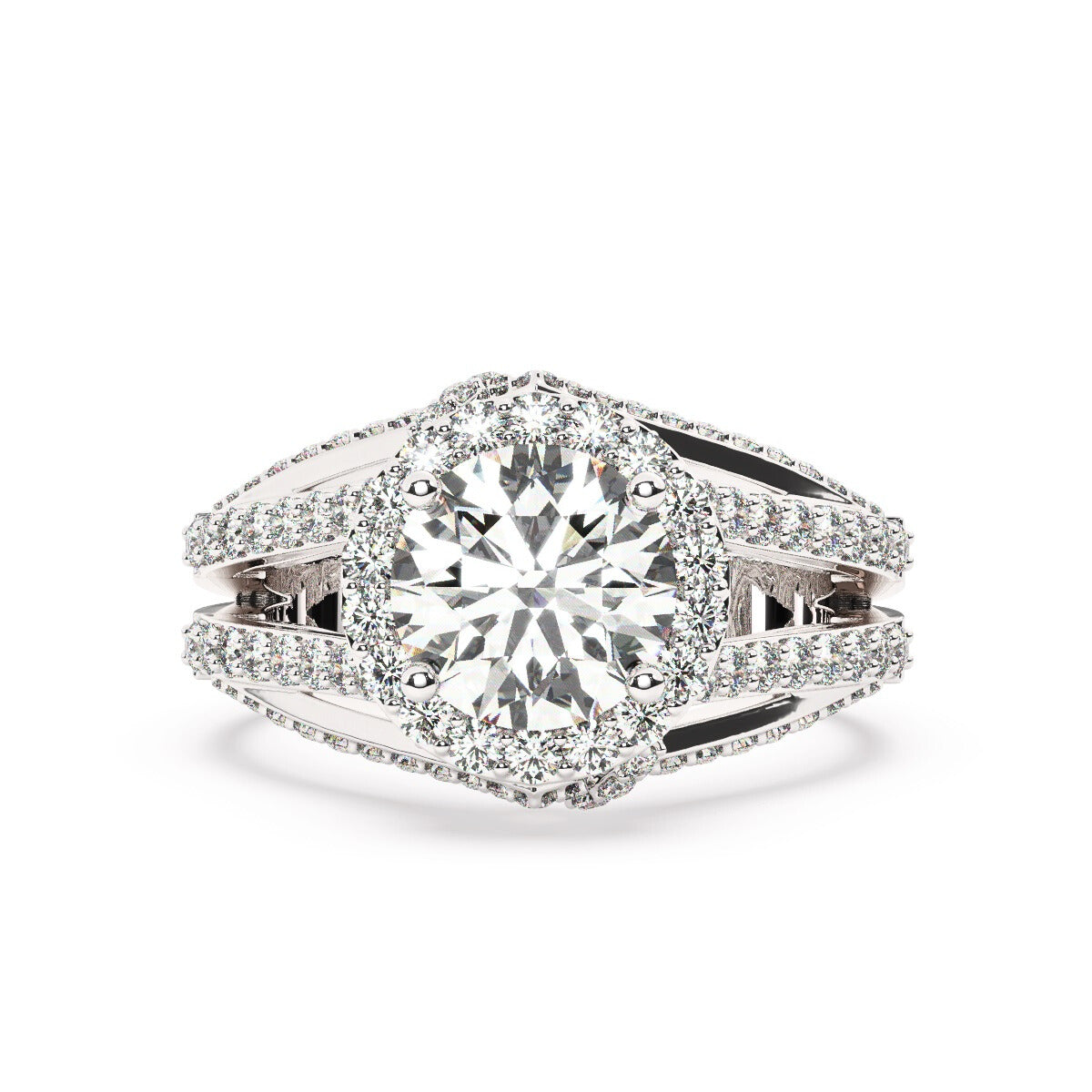 14k White Gold Diamond Multi Layer Round Cut Engagement Ring .70c - LA DIAMOND 14k White Gold Diamond Multi Layer Round Cut Engagement Ring .70c - LA DIAMOND